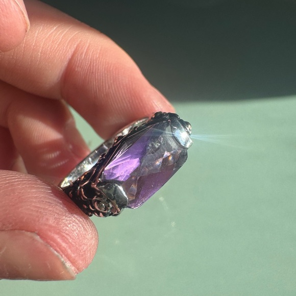 925 Sterling silver amethyst and Marcasite vintage ring